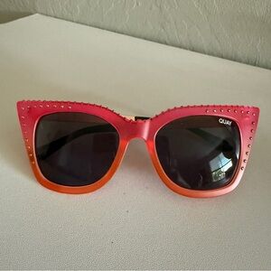 Quay Australia Harper Studded Pink and Orange Sunglasses